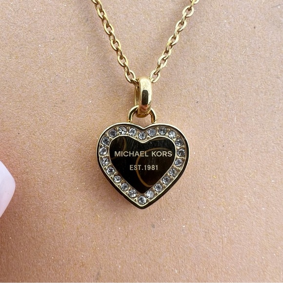 Michael Kors Gold Mini 16" Crystal Heart Pendant Necklace - Picture 3 of 7